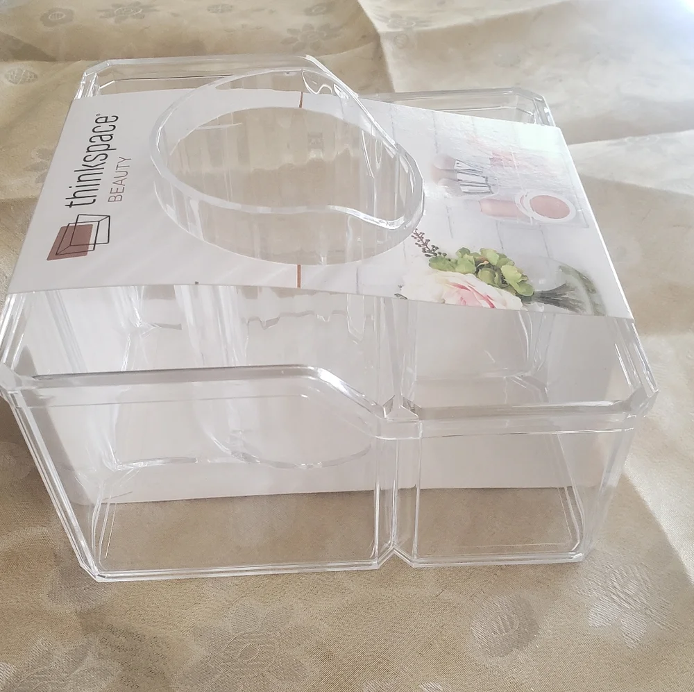 Thinkspace Clear Acrylic Beauty Makeup Cosmetic Organizer NWT
